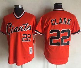 Wholesale Cheap Mitchell And Ness Giants #22 Will Clark Orange Throwback Stitched MLB Jersey