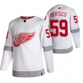 Wholesale Cheap Detroit Red Wings #59 Tyler Bertuzzi White Men\'s Adidas 2020-21 Reverse Retro Alternate NHL Jersey