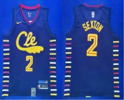 Wholesale Cheap Men's Cleveland Cavaliers #2 Collin Sexton Navy Blue 2020 City Edition NBA Swingman Jersey