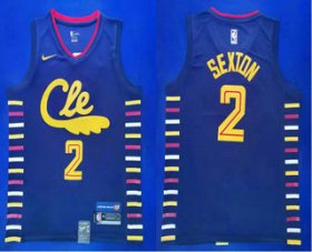 Wholesale Cheap Men\'s Cleveland Cavaliers #2 Collin Sexton Navy Blue 2020 City Edition NBA Swingman Jersey