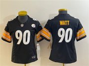 Cheap Women's Pittsburgh Steelers #90 T. J. Watt Black 2023 F.U.S.E. Stitched Jerseys