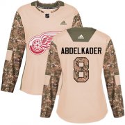 Wholesale Cheap Adidas Red Wings #8 Justin Abdelkader Camo Authentic 2017 Veterans Day Women's Stitched NHL Jersey