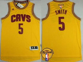 Wholesale Cheap Men\'s Cleveland Cavaliers #5 J.R. Smith 2015 The Finals New Yellow Jersey
