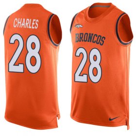 Wholesale Cheap Nike Broncos #28 Jamaal Charles Orange Team Color Men\'s Stitched NFL Limited Tank Top Jersey