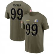 Wholesale Cheap Men's Los Angeles Rams #99 Aaron Donald 2022 Olive Salute to Service T-Shirt