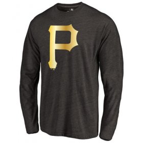 Wholesale Cheap Pittsburgh Pirates Gold Collection Long Sleeve Tri-Blend T-Shirt Black