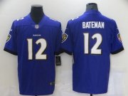 Wholesale Cheap Men's Baltimore Ravens #12 Rashod Bateman Purple Leopard Jersey