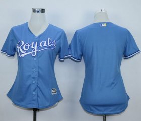 Wholesale Cheap Royals Blank Light Blue Alternate 1 Women\'s Stitched MLB Jersey