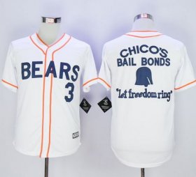 Wholesale Cheap Bad News Bears Button Down #3 Kelly Leak White Movie Stitched MLB Jersey