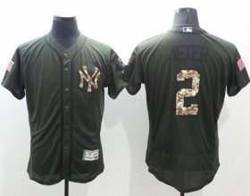 Wholesale Cheap Yankees #2 Derek Jeter Green Flexbase Authentic Collection Salute to Service Stitched MLB Jersey