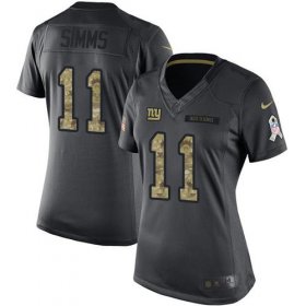 Wholesale Cheap Nike Giants #11 Phil Simms Black Women\'s Stitched NFL Limited 2016 Salute to Service Jersey