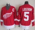 Wholesale Cheap Red Wings #5 Nicklas Lidstrom Red CCM Throwback Stitched NHL Jersey