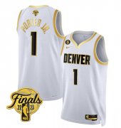 Wholesale Cheap Men's Denver Nuggets #1 Michael Porter Jr. White 2023 Finals Collection With NO.6 Patch Stitched Basketball Jersey