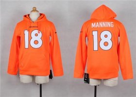 Wholesale Cheap Nike Broncos #18 Peyton Manning Orange Youth Player NFL Hoodie