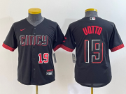 Wholesale Cheap Youth Cincinnati Reds #19 Joey Votto Number Black 2023 City Connect Cool Base Stitched Jersey