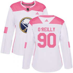 Wholesale Cheap Adidas Sabres #90 Ryan O\'Reilly White/Pink Authentic Fashion Women\'s Stitched NHL Jersey