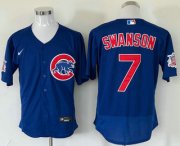 Cheap Men's Chicago Cubs #7 Dansby Swanson Blue Stitched MLB Flex Base Nike Jersey