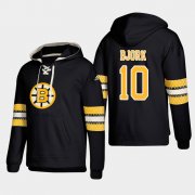 Wholesale Cheap Boston Bruins #10 Anders Bjork Black adidas Lace-Up Pullover Hoodie