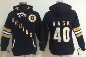 Wholesale Cheap Boston Bruins #40 Tuukka Rask Black Women\'s Old Time Heidi NHL Hoodie