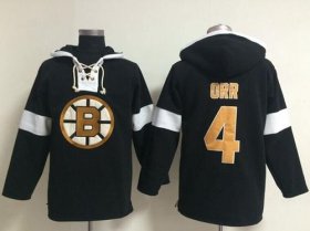 Wholesale Cheap Bruins #4 Bobby Orr Black NHL Pullover Hoodie