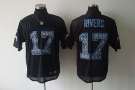 Wholesale Cheap Sideline Black United Chargers #17 Philip Rivers Black Stitched NFL Jersey