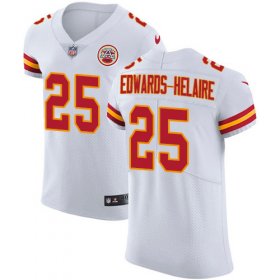 Wholesale Cheap Nike Chiefs #25 Clyde Edwards-Helaire White Men\'s Stitched NFL New Elite Jersey