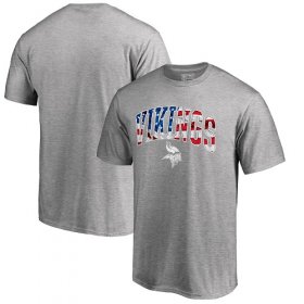 Wholesale Cheap Men\'s Minnesota Vikings Pro Line by Fanatics Branded Heathered Gray Banner Wave T-Shirt