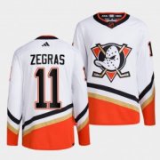 Wholesale Cheap Men's Anaheim Ducks #11 Trevor Zegras White 2022-23 Reverse Retro Stitched Jersey