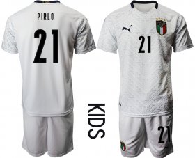 Wholesale Cheap Youth 2021 European Cup Italy away white 21 Soccer Jersey