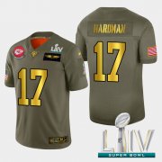 Wholesale Cheap Kansas City Chiefs #17 Mecole Hardman Men's Nike Olive Gold Super Bowl LIV 2020 2019 Salute to Service Limited NFL 100 Jersey