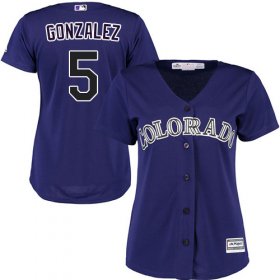 Wholesale Cheap Rockies #5 Carlos Gonzalez Purple Alternate Women\'s Stitched MLB Jersey