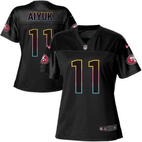 Wholesale Cheap Nike 49ers #11 Brandon Aiyuk Black Women\'s NFL Fashion Game Jersey
