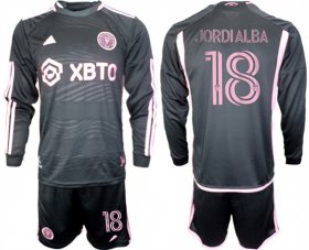 Cheap Men\'s Inter Miami CF #18 Jordialba 2023-24 Black Away Soccer Jersey Suit