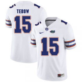Wholesale Cheap Florida Gators White #15 Tim Tebow Football Player Performance Jersey