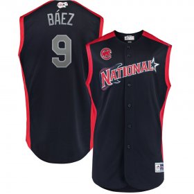 Wholesale Cheap National League #9 Javier Baez Majestic 2019 MLB All-Star Game Workout Player Jersey Navy