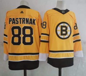 Wholesale Cheap Men\'s Boston Bruins #88 David Pastrnak Yellow Adidas 2020-21 Stitched NHL Jersey