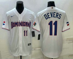 Cheap Men\'s Dominican Republic Baseball #11 Rafael Devers Number 2023 White World Baseball Classic Stitched Jersey
