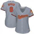 Wholesale Cheap Orioles #8 Cal Ripken Grey Road Women's Stitched MLB Jersey