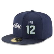 Wholesale Cheap Seattle Seahawks #12 12th Fan Snapback Cap NFL Player Navy Blue with Gray Number Stitched Hat
