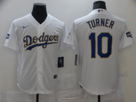 Wholesale Cheap Men Los Angeles Dodgers 10 Turner White Game 2021 Nike MLB Jersey