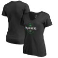 Wholesale Cheap Seattle Mariners Majestic Women's Forever Lucky V-Neck T-Shirt Blac