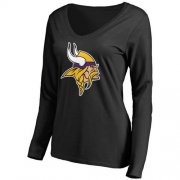Wholesale Cheap Women's Minnesota Vikings Pro Line Primary Team Logo Slim Fit Long Sleeve T-Shirt Black