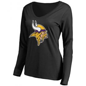 Wholesale Cheap Women\'s Minnesota Vikings Pro Line Primary Team Logo Slim Fit Long Sleeve T-Shirt Black