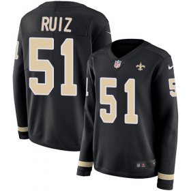 Wholesale Cheap Nike Saints #51 Cesar Ruiz Black Team Color Women\'s Stitched NFL Limited Therma Long Sleeve Jersey
