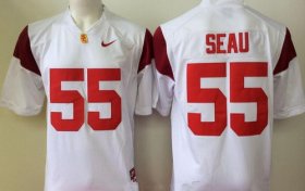 Wholesale Cheap Men\'s USC Trojans #55 Junior Seau White Stitched College Football Nike Limited NCAA Jersey