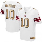 Wholesale Cheap Nike Giants #10 Eli Manning White Men's Stitched NFL Elite Gold Jersey