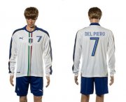 Wholesale Cheap Italy #7 Del Piero White Away Long Sleeves Soccer Country Jersey
