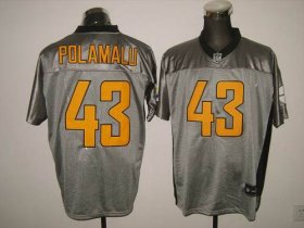 Wholesale Cheap Steelers #43 Troy Polamalu Grey Shadow Stitched NFL Jersey