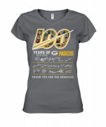 Wholesale Cheap Green Bay Packers 100 Seasons Memories Women's T-Shirt Dark Gray