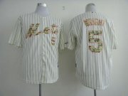 Wholesale Cheap Mets #5 David Wright Cream(Blue Strip) USMC Cool Base Stitched MLB Jersey
